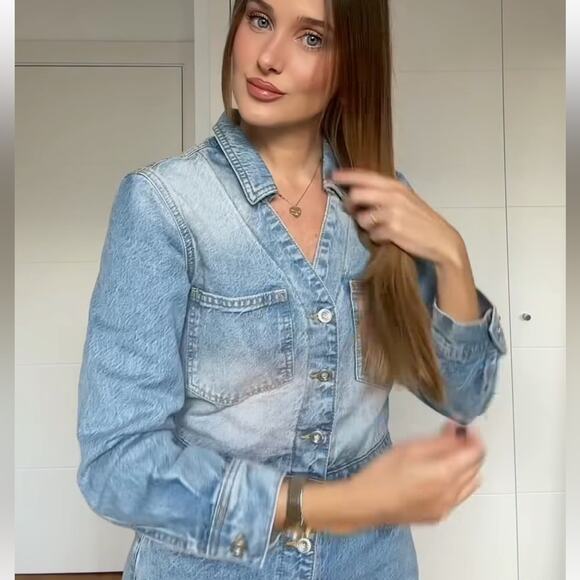 ZARA Z1975 PINK DYED DENIM JUMPSUIT - Picture 3 of 9